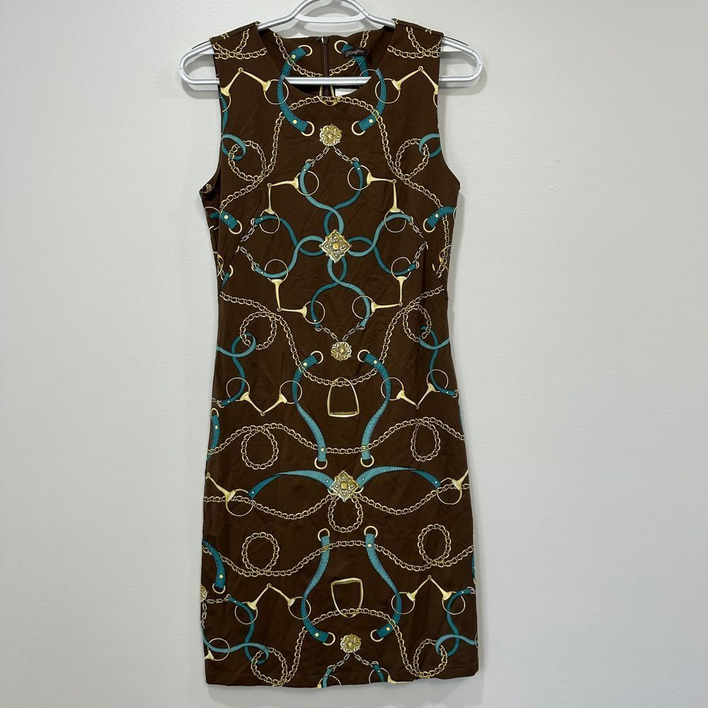 J. McLaughlin Brown and Teal Patterned Dress